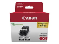 Canon Pgi-550Pgbk Xl Twin Pack - 2-Pack - 15 Ml - Høy Ytelse - Svart - Original - Hengeboks - Blekkbeholder - For Pixma Ip8750, Ix6850, Mg5550, Mg5650, Mg6450, Mg6650, Mg7150, Mg7550, Mx725  Pixus Mg7550