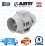 Blauberg In-Line Bathroom Kitchen Timer Extractor Fan TURBO E Ventilator 100mm4"