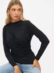 Tu Black Long Sleeve Drape Top 16 female