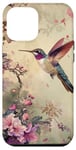 Coque pour iPhone 12 Pro Max Colibri avec fleurs en beige