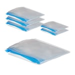 Relaxdays Sacs sous Vide pour vêtements, Lot de 6, Housses, 2 Tailles différentes, sachets de Voyage, Transparent