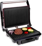 Gril De Contact - 230 V/1000 W - Appareil À Croque-Monsieur - Barbecue Panini - Légumes, Pain Et Viande - Revêtement Anti-Adhésif - Bac D'Égouttement - Noir/Rouge