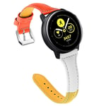 Lux-Case 22mm Huawei Watch GT / Samsung Galaxy (46mm) kolmivärinen aitoa nahkaa oleva kellonauha - Oranssi Valkoinen Keltainen Monivärinen