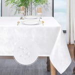 Softalker Nappe Anti Tache carrée 80x80 cm nappes extérieurs Impermeable Jardin Nappe à Motif ondulé Jacquard Moderne Nappe Blanc Tissu de Protection Table pour Noel, Anniversaires, Fete, Mariage