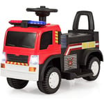 Goplus - Voiture Electrique de Pompier pour Enfants, Camion de Pompiers Porteur avec Gyrophare et Sirene d'Alarme, Jeu de Simulation de Pompier,