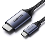 USB-C - HDMI 2.1 kaapeli 8K 60Hz, 1.5m, harmaa