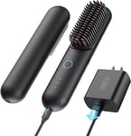 Cordless Hair Straightener Brush - Mini Ionic Hot Comb, Portable, Fast Charge, B