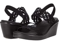 Skechers RUMBLE ON SASSY DAYZ Ladies Wedge Heel Sandals Black 5