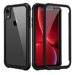 seacosmo Coque iPhone XR, Antichoc Housse [avec Protège-écran] Full Body 360 Protection Etui Transparent Integrale Bumper Simple Portable Case Coque pour iPhone XR 6.1" - Noir