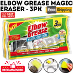 3x Elbow Grease Magic Stains Marks Eraser Remover Pads Household Cleaning Sponge