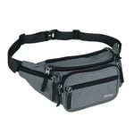 ProCase Sac Banana/Sacoche de Ceinture Homme Femme, Fanny Pack Waist Pack Léger Ville de Sécurité pour Voyage, Sac à Taille pour Randonnée Outdoor Sport -Gris