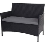 Décoshop26 - Banc de jardin banquette en polyrotin anthracite chiné avec coussin gris