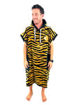 ALL-IN - Poncho Classic pour Homme - Surf, Bain, Plage - Tissu Jacquard 100% Coton - Capuche et 2 Poches - Taille Unique - Jacquard Zebra/Black Waffle