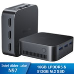 Blackview MP80 Mini PC - RAM 16 Go Stockage 512 Go M.2 SSD, Windows 11 Pro, WiFi 2.4G+5G, Intel Alder Lake N97, 3.60 GHz - Noir