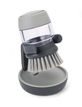 Joseph Joseph Palm Scrub Refillable Soap Dispensing Cleaning Washing Up Kitchen Brush with Storage Stand Holder, Grey