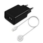 Xiaomi Oplader til Xiaomi Watch S1 Pro + SiGN Vægoplader USB-A 2.4A - Sort/Hvid