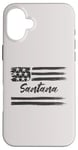 Coque pour iPhone 16 Plus Santana – Nom personnalisé, étoiles et rayures, drapeau des États-Unis