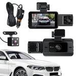 TKMARS Camera de Recul Voiture 1080P Enregistreur Conduite Voiture 3 Pouces HD WiFi Vision Nocturne Grand Angle 140 °+100 °+100 ° Camera Espion Voiture à Trois Voies Image de Recul Camera Voiture Wifi