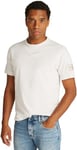 Calvin Klein T-Shirt Manches Courtes Homme Badge Regular Tee Col Ras-du-Cou, Blanc (Ivory), 3XL