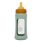 Hevea Glass Tåteflaske Wide Neck med Sleeve 250 ml, Seafoam Blue - 1 stk.