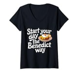 Womens Start Your Day The Benedict Way - Egg Benedict V-Neck T-Shirt