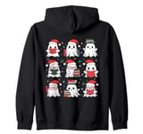 Ghosts Wearing Santa Hats Reading Books Christmas Book Lover Zip Hoodie