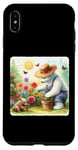 Coque pour iPhone XS Max Ice Bear Gardening In A Flower Bed Chapeau de paille Motif papillons