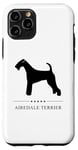 Coque pour iPhone 11 Pro Silhouette noire Airedale Terrier