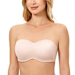 DELIMIRA Soutien Gorge sans Bretelles Grande Taille Invisible Femme Soutien Gorge avec Armature Bandeau Minimiseur sans Rembourrage Rose fumée 105C