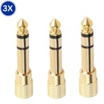 3.5mm Jack to 6.35mm Stereo Headphone Adaptor Connector Converter 6.3mm GOLD 1/4