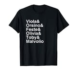 Shakespeare Twelfth Night Character List T-Shirt