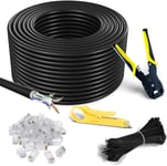 Multi-Cables Cat6 Rj45 100M, À L'Extérieur Utiliser Imperméable - Cca - Direct Burial Ethernet Network Câble Avec Pince À Sertir - 550 Mhz-100 Meter[CAB131299]