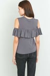 Urban Outfitters Truly Madly Deeply Cold Shoulder Frill Tank Top - Grey - M £29