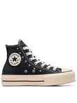 Converse Womens Lift Hi Star Trainers - Black, Black, Size 6, Women