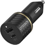 Otterbox Chargeur Voiture 2 Ports 30W, USB-A 12W + USB-C PD 18W, Fast Charge pour Smartphone et Tablette, Testé Contre Les Chutes, Robuste, Ultra Durable, Noir