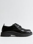 New Look Patent Leather-Look Chunky Lace Up Shoes - Black, Black, Size 8, Women