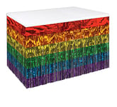 Beistle 55048-RB Jupe de Table en Plastique métallique 1 pli Arc-en-Ciel Pride Decorations LGBQT Vaisselle Rouge/Orange/Jaune/Vert/Bleu/Violet