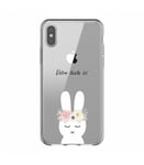 Coque Iphone XR lapin personnalisee fleur kawaii transparente