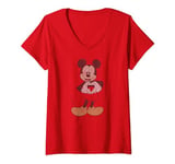 Disney Mickey And Friends Mickey Mouse Heart Hands T-Shirt avec Col en V