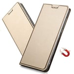 MRSTER Coque pour Samsung Galaxy S10 Housse, Étui à Rabat avec Carte Fentes, Fermeture Magnétique, Antichoc Ultra Mince Protection Case pour Samsung Galaxy S10. DT Gold