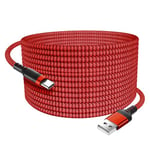 Extra Long USB C Cable 8m, USB A to USB Type C Fast Charging Charger Lead Nylon Braided Compatible with Samsung Galaxy S20 S10 S9 S8 Plus Note 10 9 8 (Red)