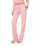 Del Ray Classic Velour Pant Pocket Design W Candy Pink (XXS)