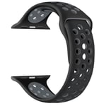 EWENYS Replacement Strap, Compatible with Apple Watch Series 7 45mm, SE Series 6 Series 5 Series 4 44mm, Series 3 Series 2 Series 1 42mm. Silicone Nike Sport Editon(Black-grey)
