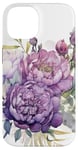 iPhone 14 Vibrant Purple Peonies with Lilac and Greenery Case