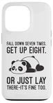 Coque pour iPhone 13 Pro Fall Down Seven Times, Get Up Eight - Humour amusant Lazy Panda