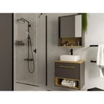 Vente-unique Meuble de salle de bain suspendu anthracite avec vasque à poser et armoire de toilette - 60 cm - YANGRA