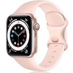 Epova Silicone Strap Compatible with Apple Watch Strap 40mm 38mm 41mm 42mm, Replacement Straps for iWatch SE Series 10 9 8 7 6 5 4 3 2 1, Sand Pink, Small