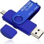 Clé Usb 32 Go, 2 En 1 Otg Usb 3.0 Mémoire Stick, Pivotant U Disque Avec Port Micro Usb Pour Smartphone Android, Tablette Et Ordinateur (Bleu)