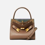 Tory Burch Lee Radziwill Petite Leather And Suede Double Bag