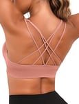 Jezonga Brassiere Sport Femme Soutien Gorge Sport Coussinets Amovibles Soutiens-Gorge de Sport Brassiere de Sport sans Couture sous-Vêtements de Sport sans Armature Beau Dos Push Up Yoga Gym Rose XXL